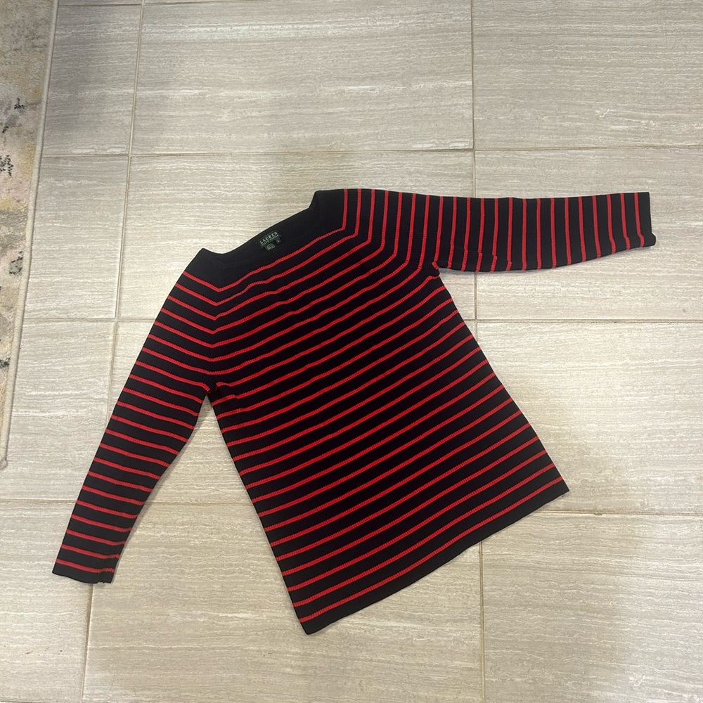 Ralph Lauren Navy and Red Striped Sweater